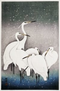 Group of Egrets by Ohara Koson. The images are just here to make text easier to read. Digitally enhanced by rawpixel.